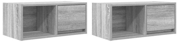 2 db szürke sonoma szerelt fa fali TV-szekrény 60x31x25,5 cm