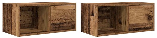 2 db antik fa szerelt fa fali TV-szekrény 60x31x25,5 cm