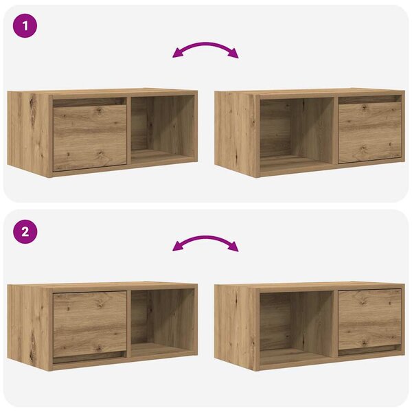 2 db kézműves tölgy szerelt fa TV-szekrény 60x31x25,5 cm