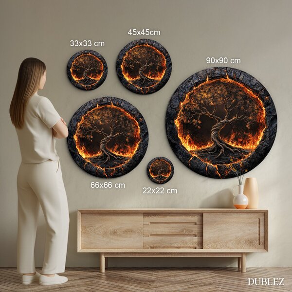 DUBLEZ | Fából készült életfa a falra - Volcanic | Prémium UV nyomtatás