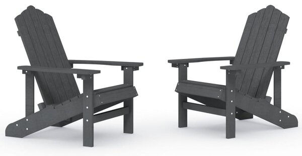 2 db antracitszürke HDPE kerti adirondack szék