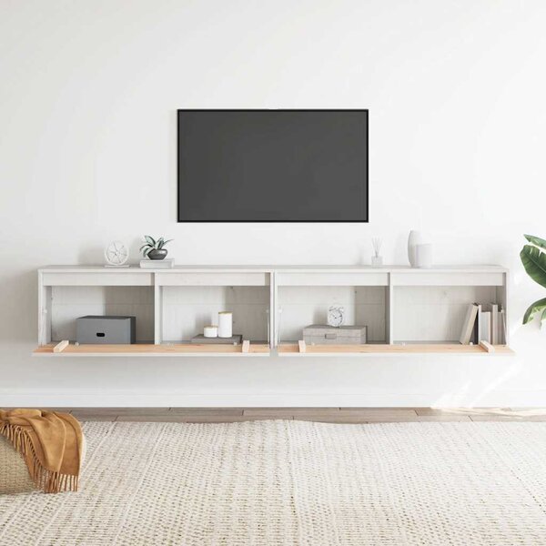 2 darab fehér tömör fenyőfa faliszekrény 100 x 30 x 35 cm