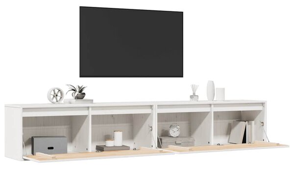 2 darab fehér tömör fenyőfa faliszekrény 100 x 30 x 35 cm