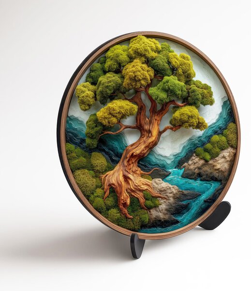 DUBLEZ | Falikép – Bonsai életfa fából | Prémium UV nyomtatás