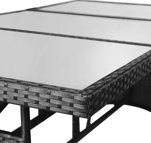 Fekete polyrattan kerti asztal 170 x 80 x 74 cm