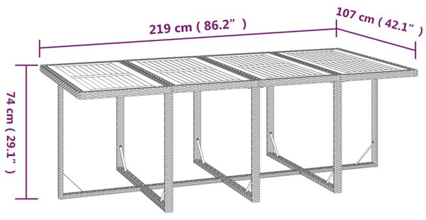 13 részes bézs polyrattan kerti étkezőgarnitúra párnákkal