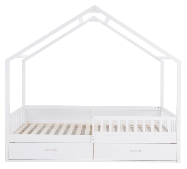 KONDELA Montessori ágy, 90x200, fehér, tömör, BIANKA