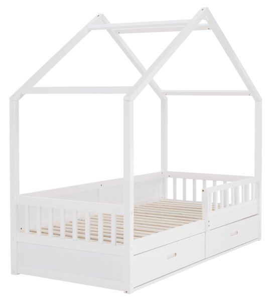 KONDELA Montessori ágy, 90x200, fehér, tömör, BIANKA