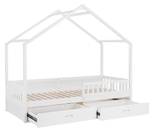 KONDELA Montessori ágy, 90x200, fehér, tömör, BIANKA