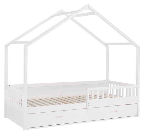 KONDELA Montessori ágy, 90x200, fehér, tömör, BIANKA