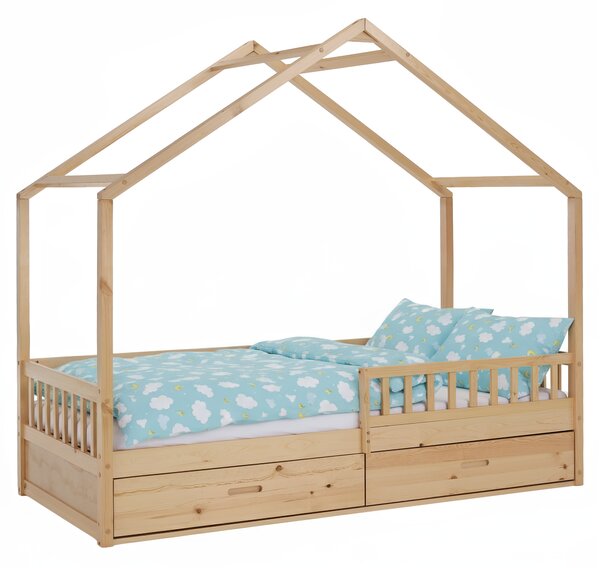 KONDELA Montessori ágy, 90x200, természetes, tömör, BIANKA