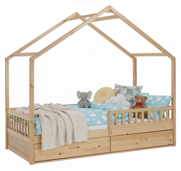 KONDELA Montessori ágy, 90x200, természetes, tömör, BIANKA