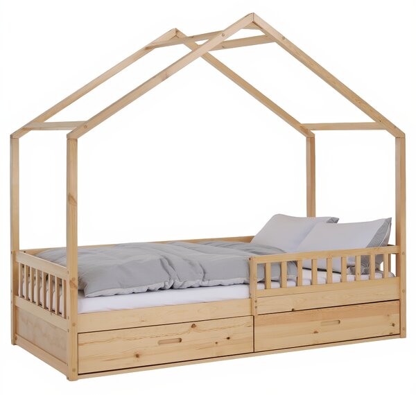 KONDELA Montessori ágy, 90x200, természetes, tömör, BIANKA