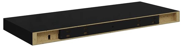 2 db magasfényű fekete MDF lebegő fali polc 60 x 23,5 x 3,8 cm
