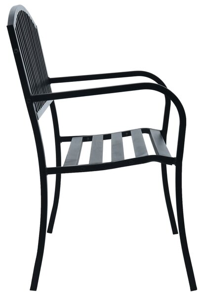Fekete acél kerti pad 125 cm