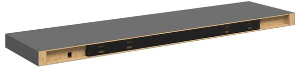 4 db magasfényű szürke MDF lebegő fali polc 90 x 23,5 x 3,8 cm