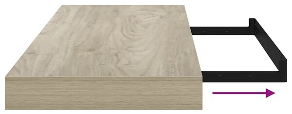 Tölgyszínű MDF lebegő fali polc 60 x 23,5 x 3,8 cm