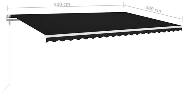 Antracitszürke szélérzékelős és LED-es napellenző 500x300 cm