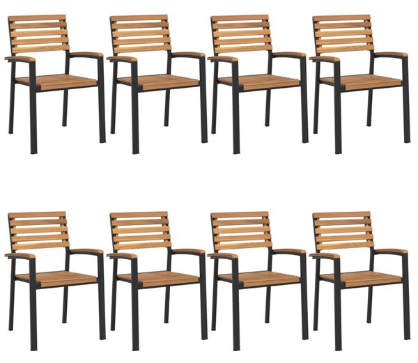 9 részes szürke tömör akácfa és fém kerti étkezőgarnitúra