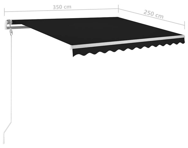 Antracitszürke szélérzékelős és LED-es napellenző 350 x 250 cm