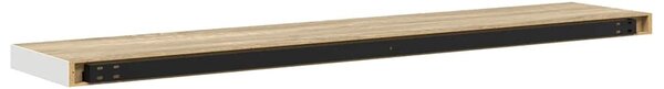 2 db tölgyszínű és fehér MDF lebegő fali polc 120x23,5x3,8 cm