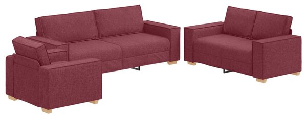 VidaXL Kanapé 3 pcs Bordó 220 x 80 x 84 cm Lábbal kevert anyag