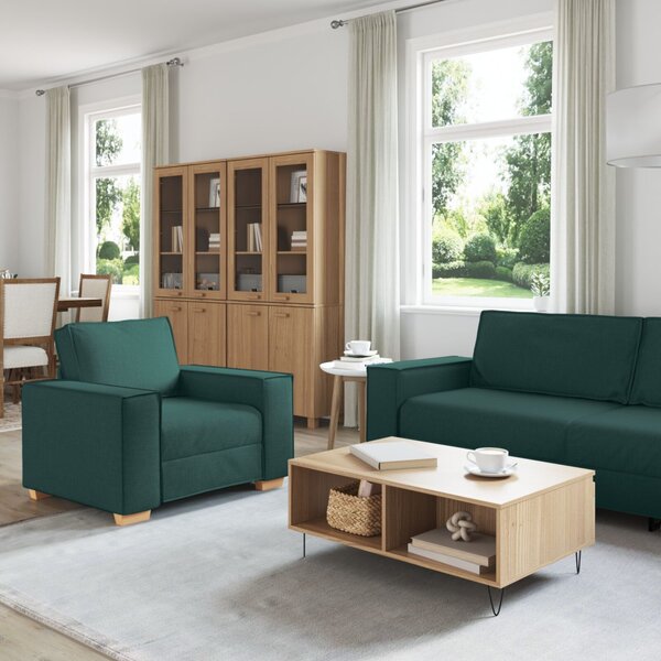 VidaXL Kanapé 3 pcs Sötétzöld 220 x 80 x 84 cm Lábbal kevert anyag