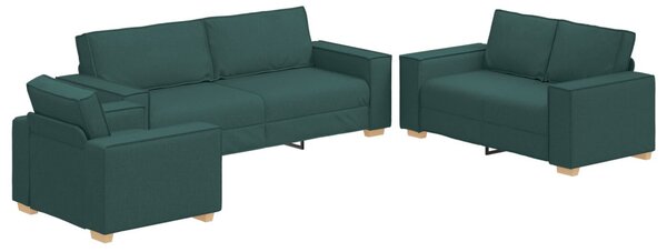 VidaXL Kanapé 3 pcs Sötétzöld 220 x 80 x 84 cm Lábbal kevert anyag