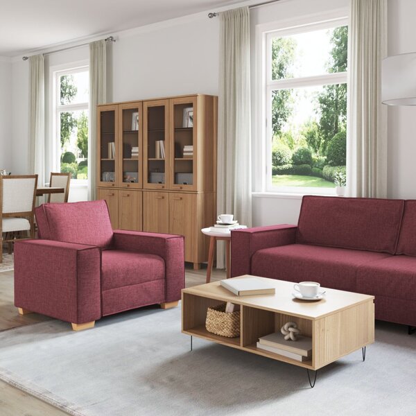 VidaXL Kanapé 3 pcs Bordó 220 x 80 x 84 cm Lábbal kevert anyag