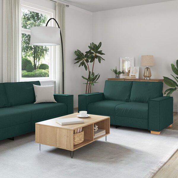 VidaXL Kanapé 3 pcs Sötétzöld 220 x 80 x 84 cm Lábbal kevert anyag