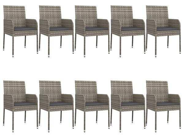 11 részes fekete-szürke polyrattan étkezőgarnitúra párnákkal