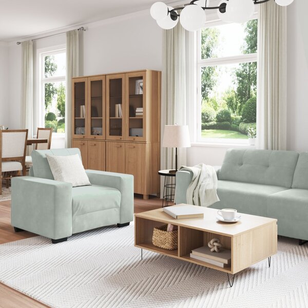 Kanapé Szett 3 pcs Világosszürke 221 x 80 x 80 cm Bársony