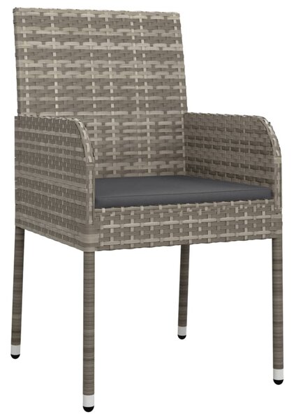 2 db szürke polyrattan kerti szék párnával