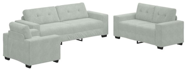 Kanapé Szett 3 pcs Világosszürke 221 x 80 x 80 cm Bársony