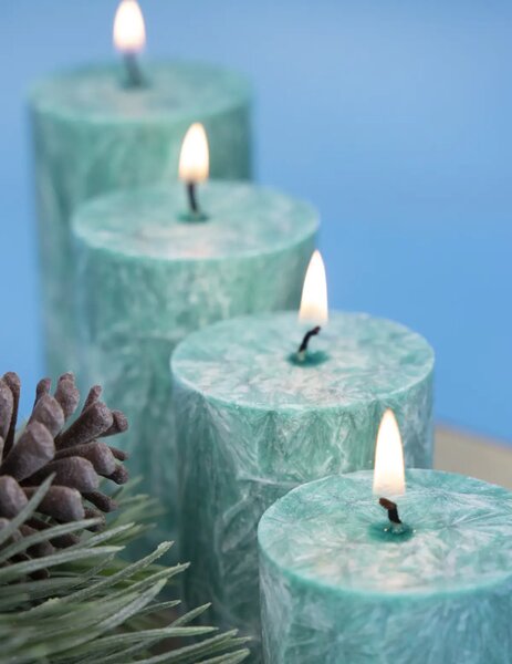 Adventi gyertyák - zöld - fokozatos- 4 db