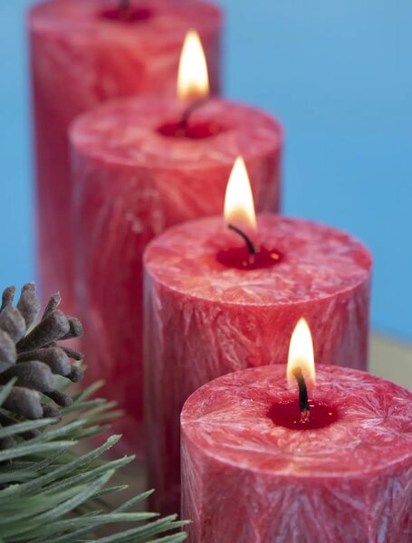 Adventi gyertyák - piros - fokozatos,4db