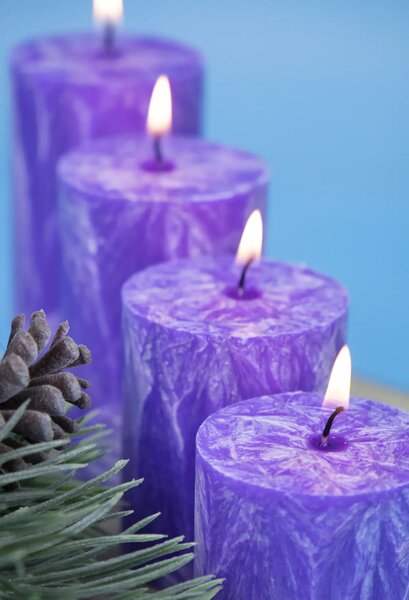 Adventi gyertyák - lila - fokozatos- 4 db