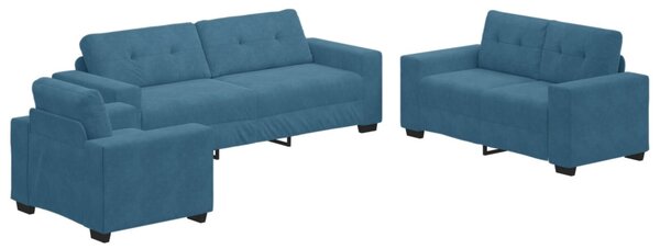 Kanapé 3 pcs Kék Lábbal kevert anyag