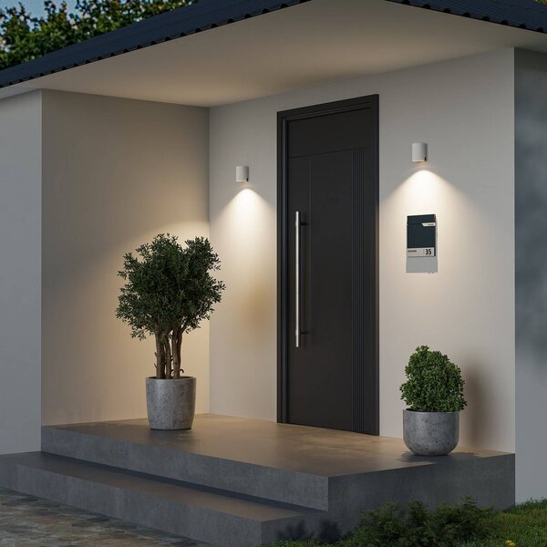 Deko-Light Kültéri fali lámpa CAN, fehér, 1 izzó, Ø 8 cm, IP65, fém, GU10, dimmelhető, Fehér / opál, Alumínium