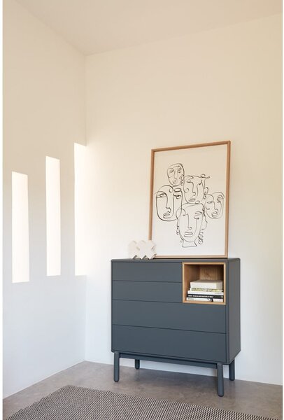 Sötétszürke alacsony komód 90x90 cm Corvo - Teulat