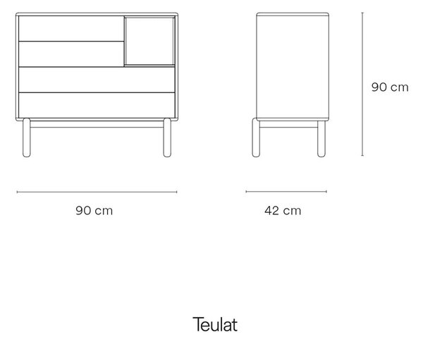 Sötétszürke alacsony komód 90x90 cm Corvo - Teulat