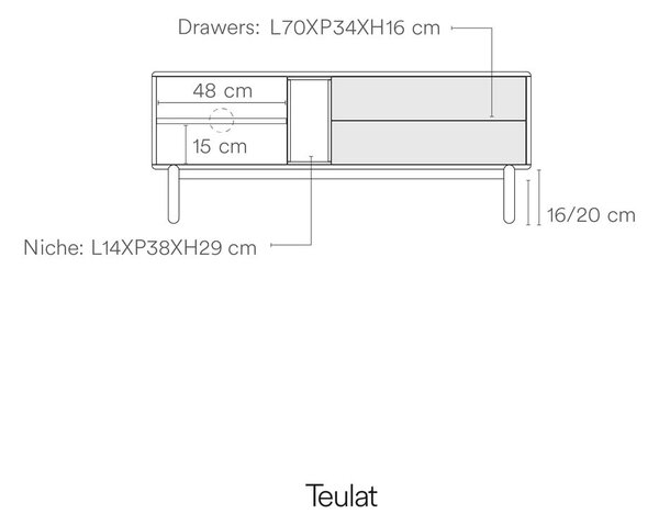 Krémszínű TV-állvány 140x56x40 cm Corvo – Teulat