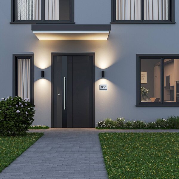 Deko-Light Kültéri fali lámpa CAN, fekete, 2 izzós, Ø 8 cm IP65 fém GU10, dimmelhető, Fekete, Alumínium