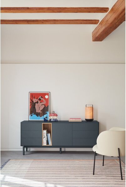 Sötétszürke alacsony komód 180x76 cm Corvo - Teulat