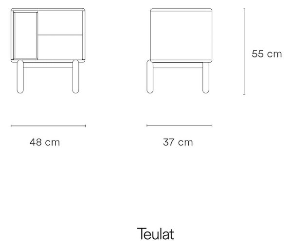 Sötétszürke éjjeliszekrény Corvo - Teulat