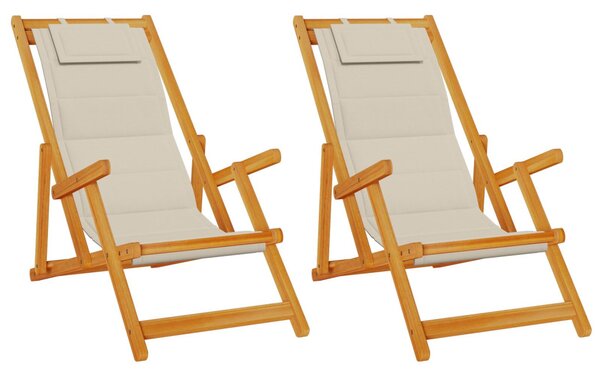 Tengerparti szék párnával 2 pcs Barna Tömör Akácfa