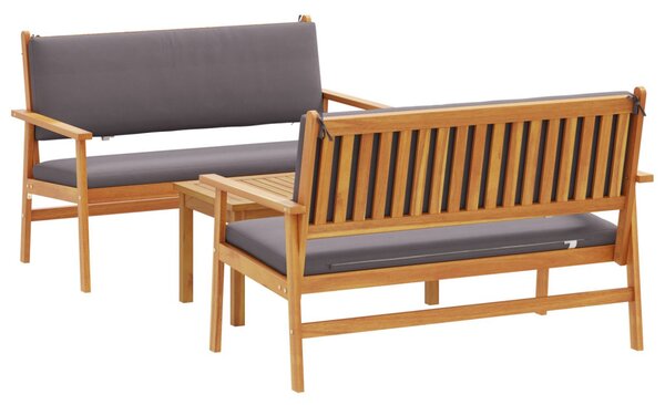 Kerti Kanapé Szett 3 pcs Barna 120 x 65,5 x 79 cm Tömör Akácfa