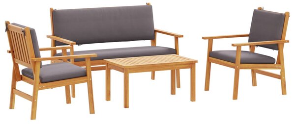 Kerti Kanapé Szett 4 pcs Barna 120 x 65,5 x 79 cm Tömör Akácfa