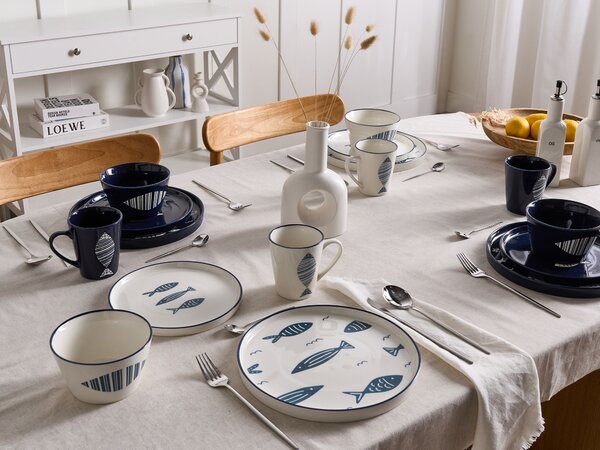 16 darabos étkészlet TAMARIND Porcelán Fehér/kék
