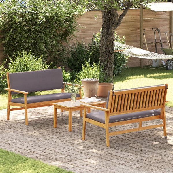 Kerti Kanapé Szett 3 pcs Barna 120 x 65,5 x 79 cm Tömör Akácfa